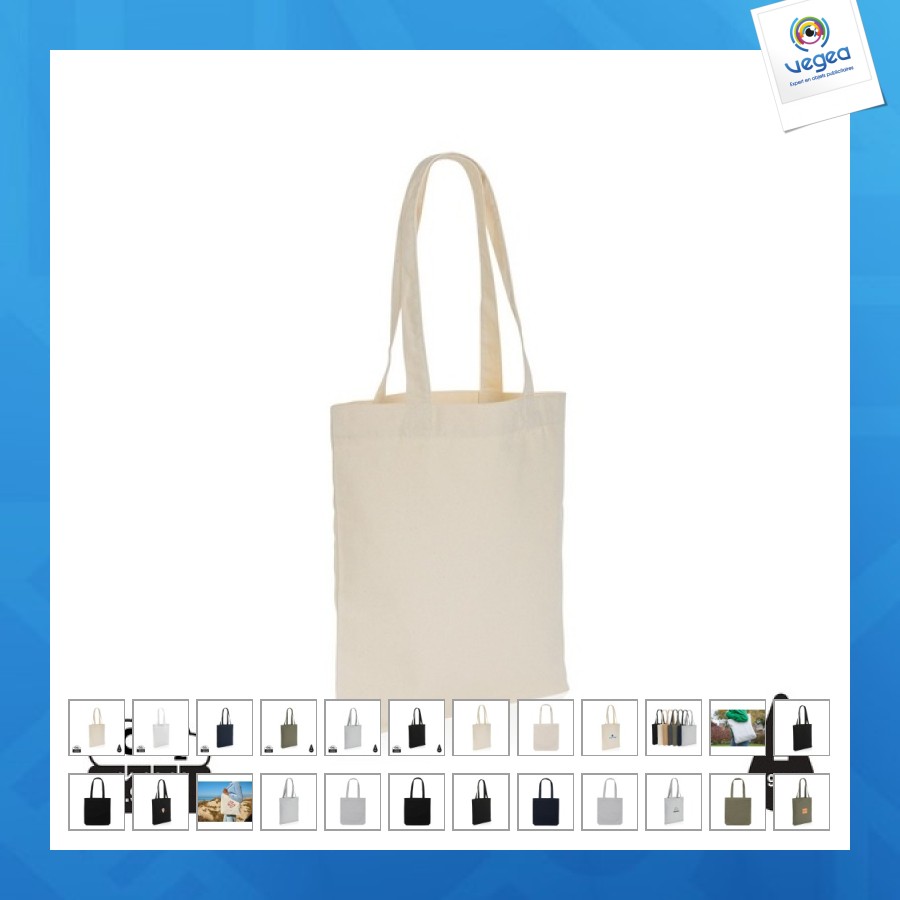 Sac avec logo tote en toile recyclée et non teintée impact aware™