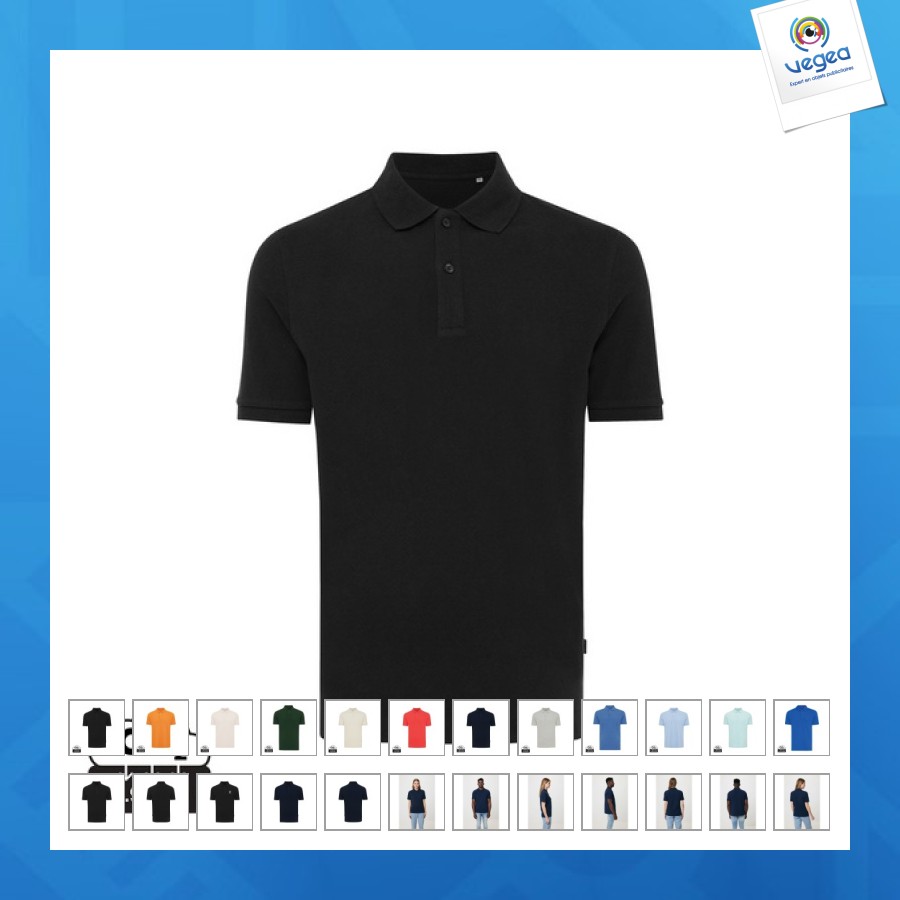 Polo en coton piqué et recyclé iqoniq yosemite