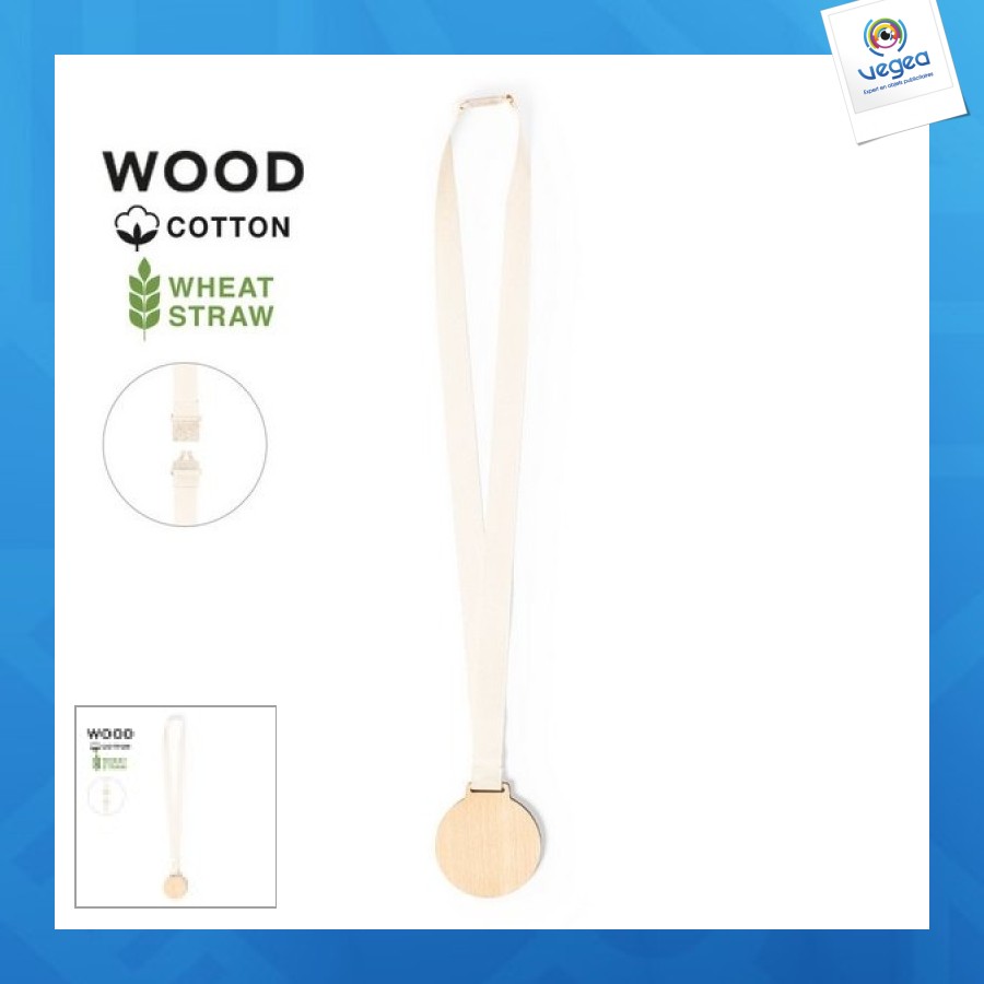 Médaille avec logo ligne nature en bois naturel