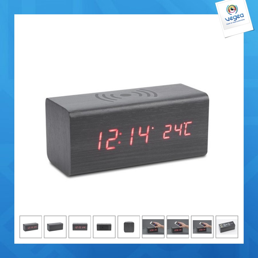 Horloge personnalisable de bureau avec chargeur à induction