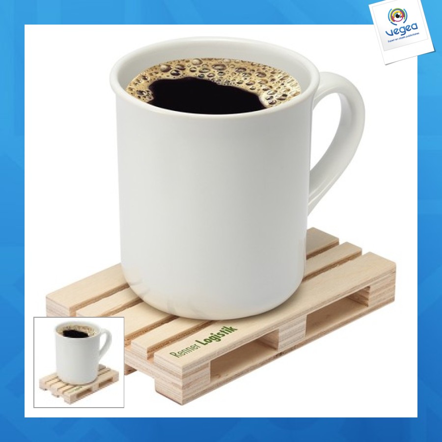 Sous-verre publicitaire en bois palette