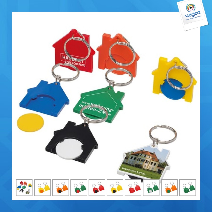 Porte-clés jeton personnalisable 1€ maison