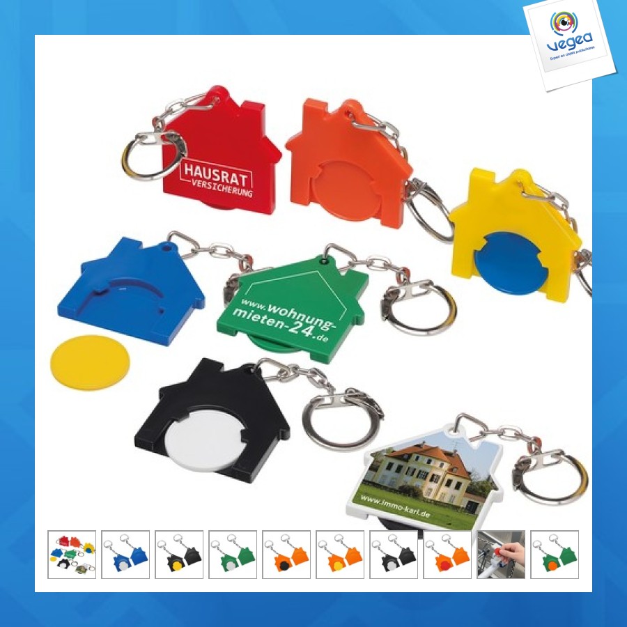 Porte-clés jeton personnalisable 1€ maison