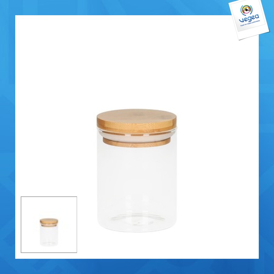 Bocal avec logo en verre bambou, 375ml