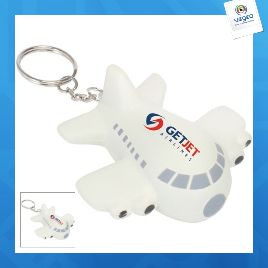 Porte-clés avion anti-stress publicitaire