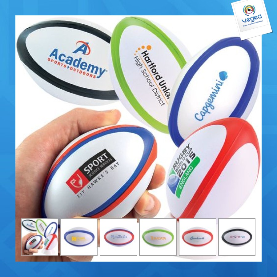 Ballon de rugby personnalisé anti-stress bicolore/tricolore