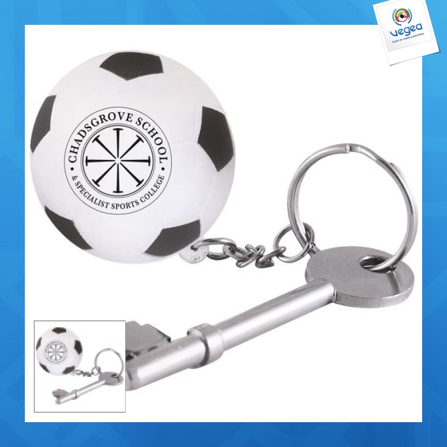 Porte-clés publicitaire ballon de foot anti-stress
