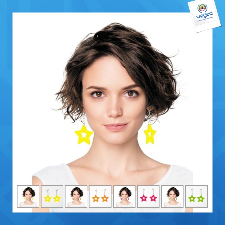 Boucles d'oreilles avec logo néon star x2 jaune