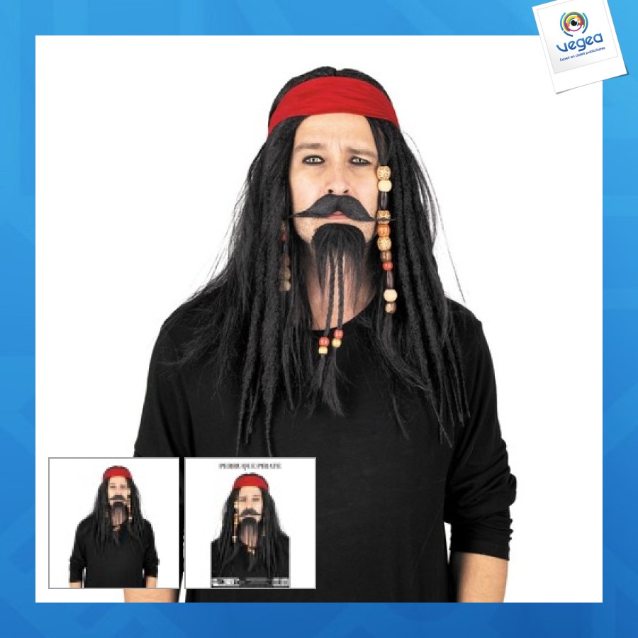Perruque pirate personnalisable avec bandeau
