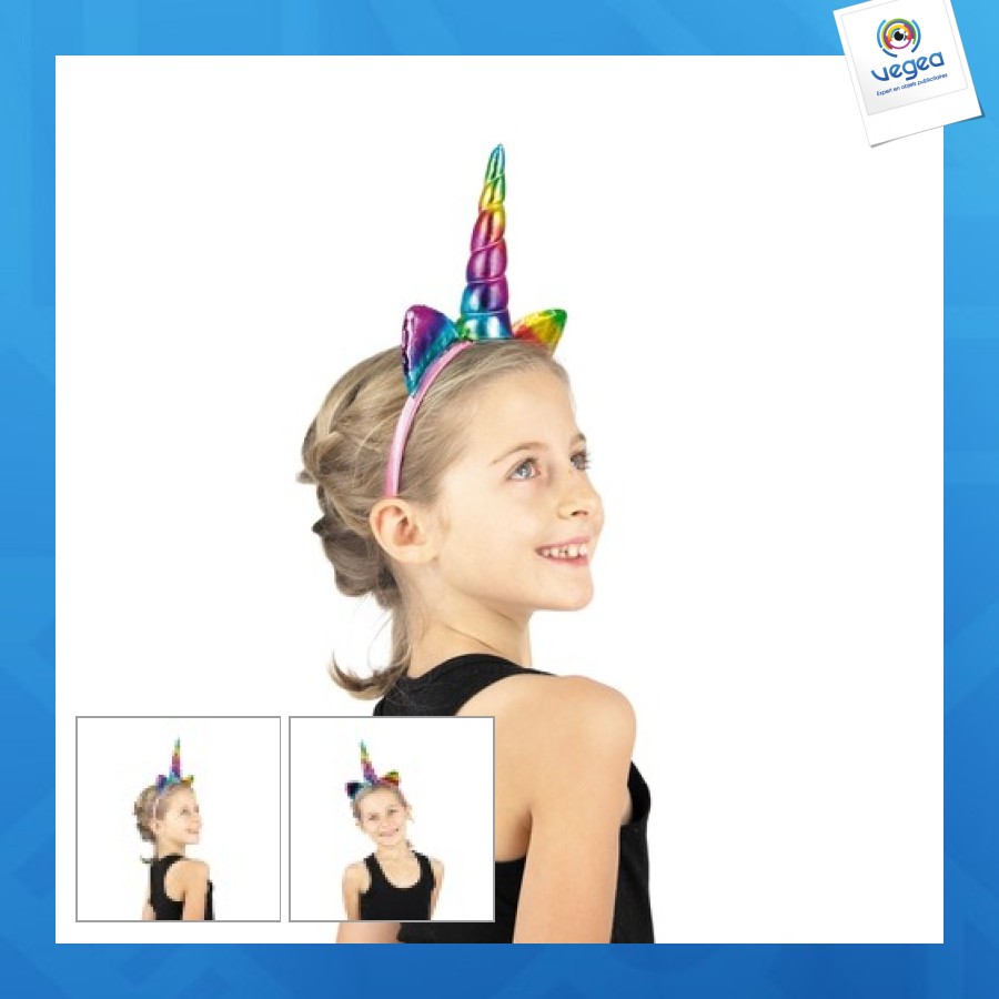 Serre tete publicitaire licorne colorblock enfant