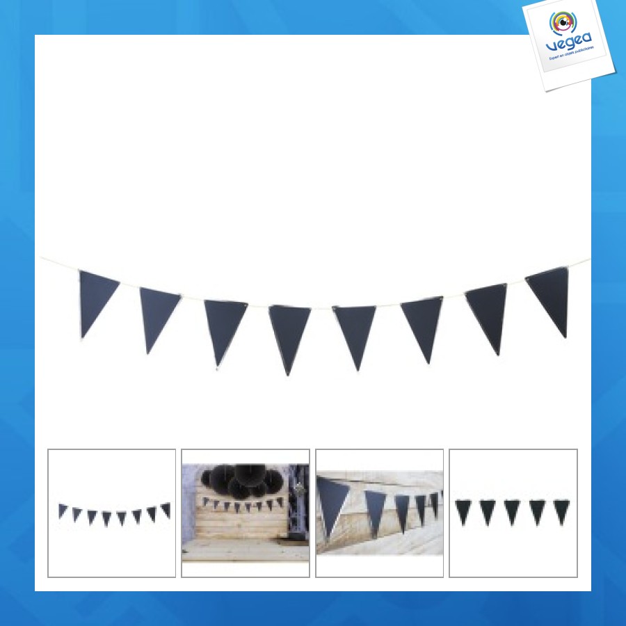 Guirlande fanions noire et or 3m