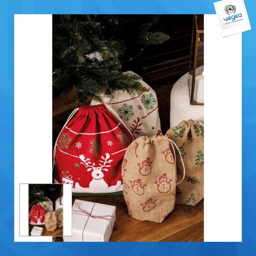 Sac avec cordon motifs de noël
