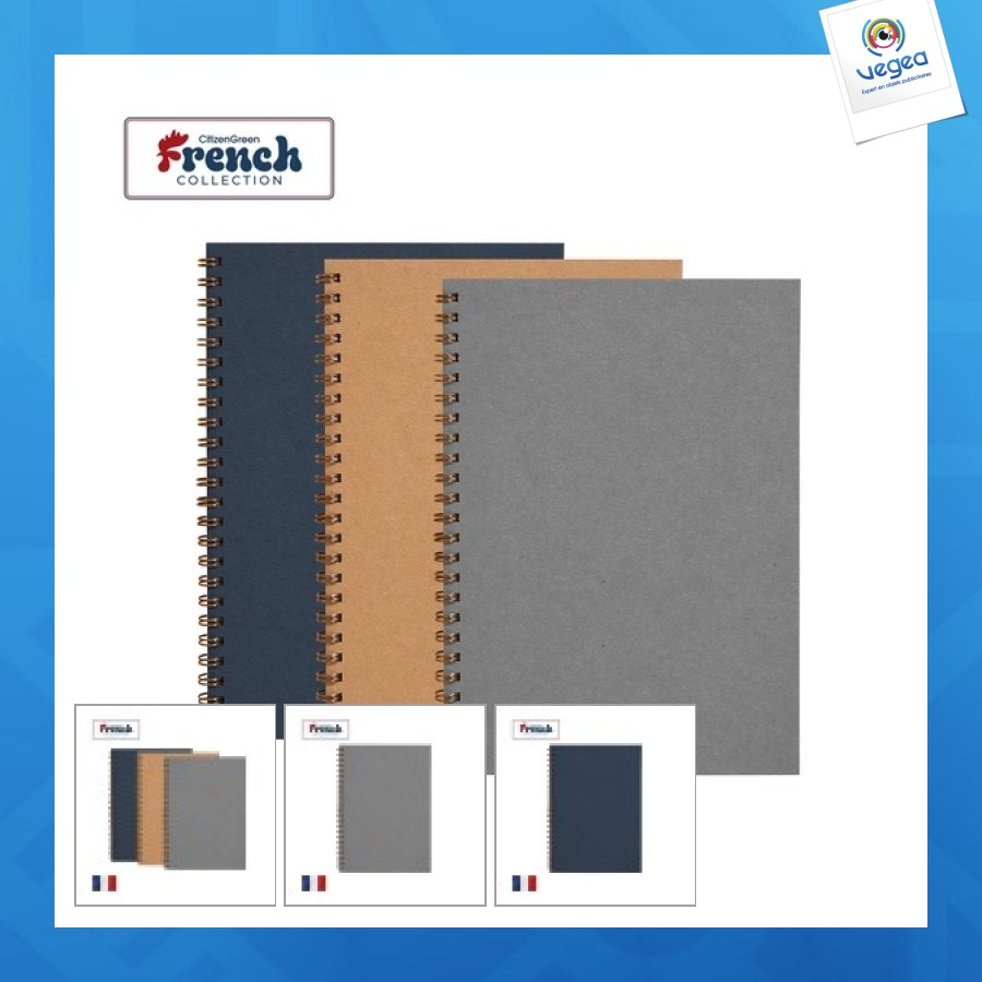 Cahier à spirale personnalisable a5 fabriqué en france