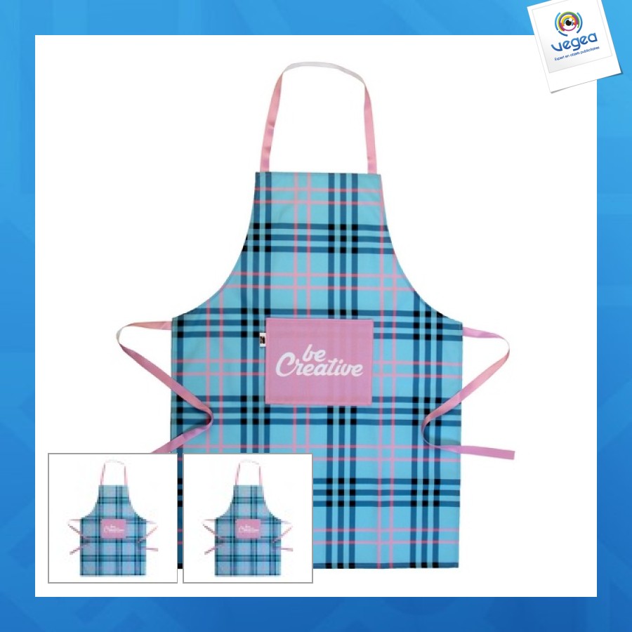 Tablier personnalisable de cuisine rpet full quadri