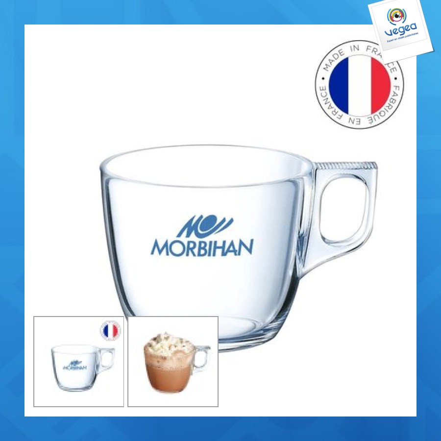 Tasse publicitaire à cappuccino en verre 22cl