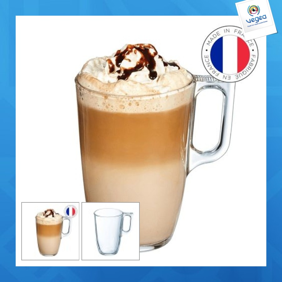Grand mug en verre avec logo 40cl