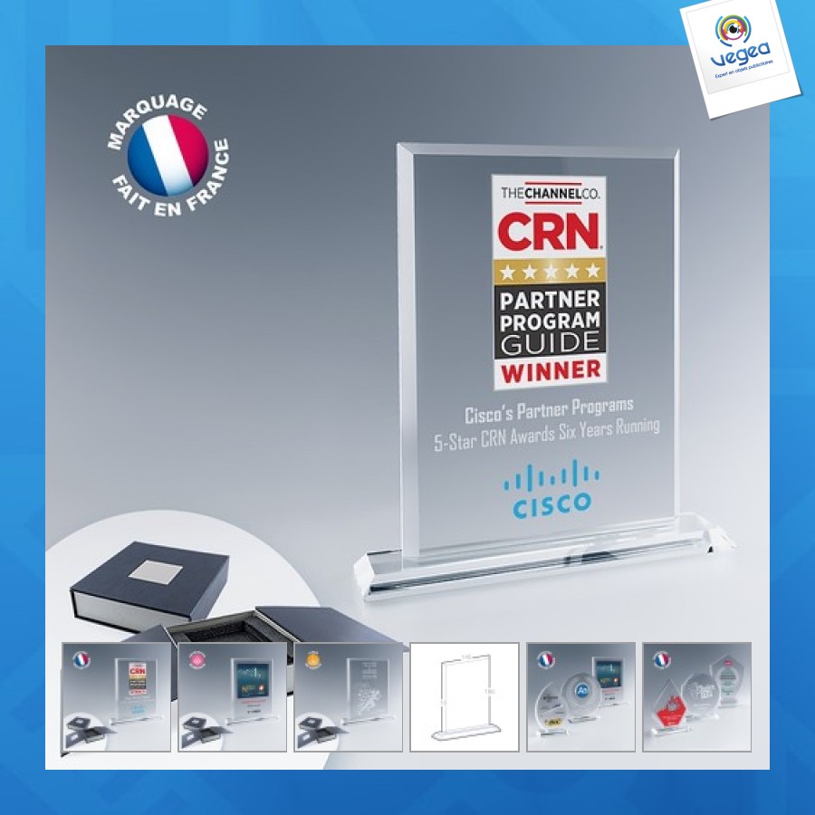 Trophée personnalisable plaque biseautée sur socle