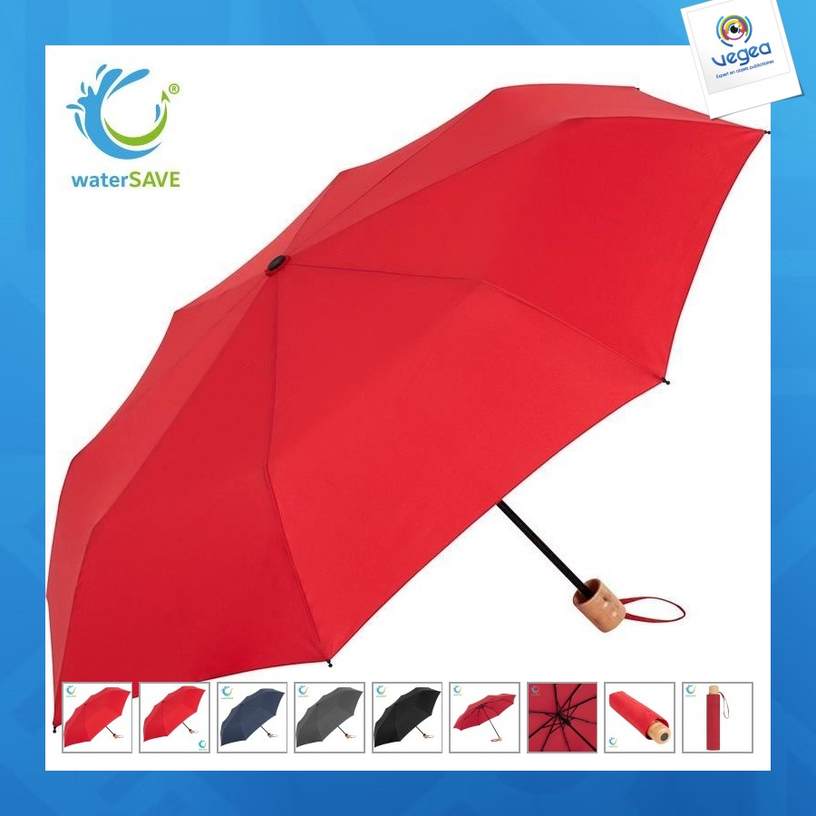 Parapluie de poche toile en 100% pet recyclé pongé oeko-tex