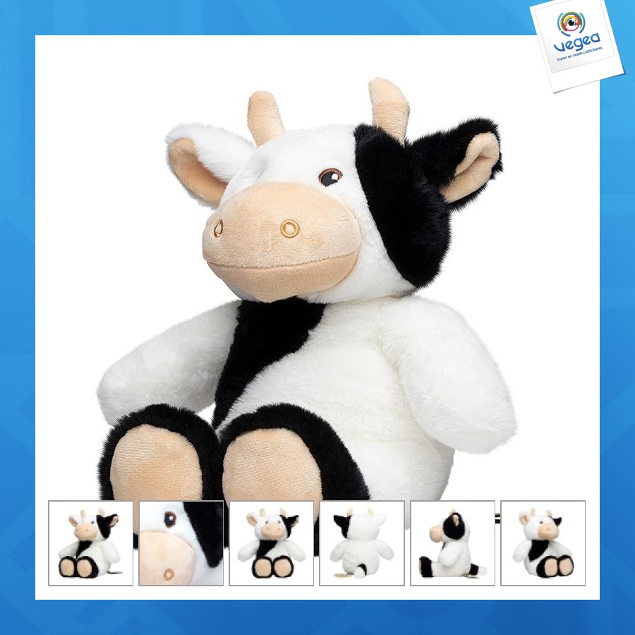 Peluche vache avec logo en rpet