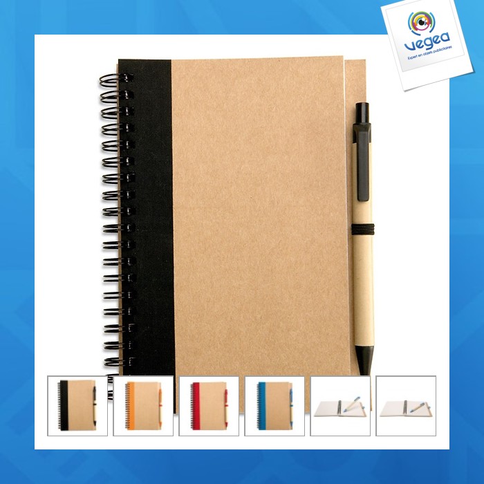Bloc-notes publicitaire recyclé et stylo
