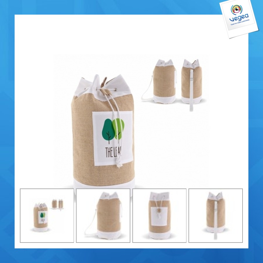Sac marin personnalisable jute/coton