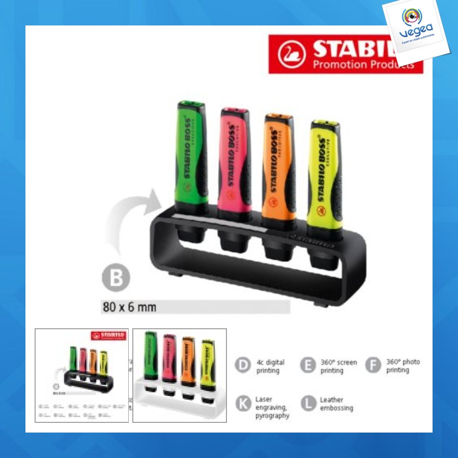 Stabilo personnalisable boss executive set de bureau de 4 surligneurs