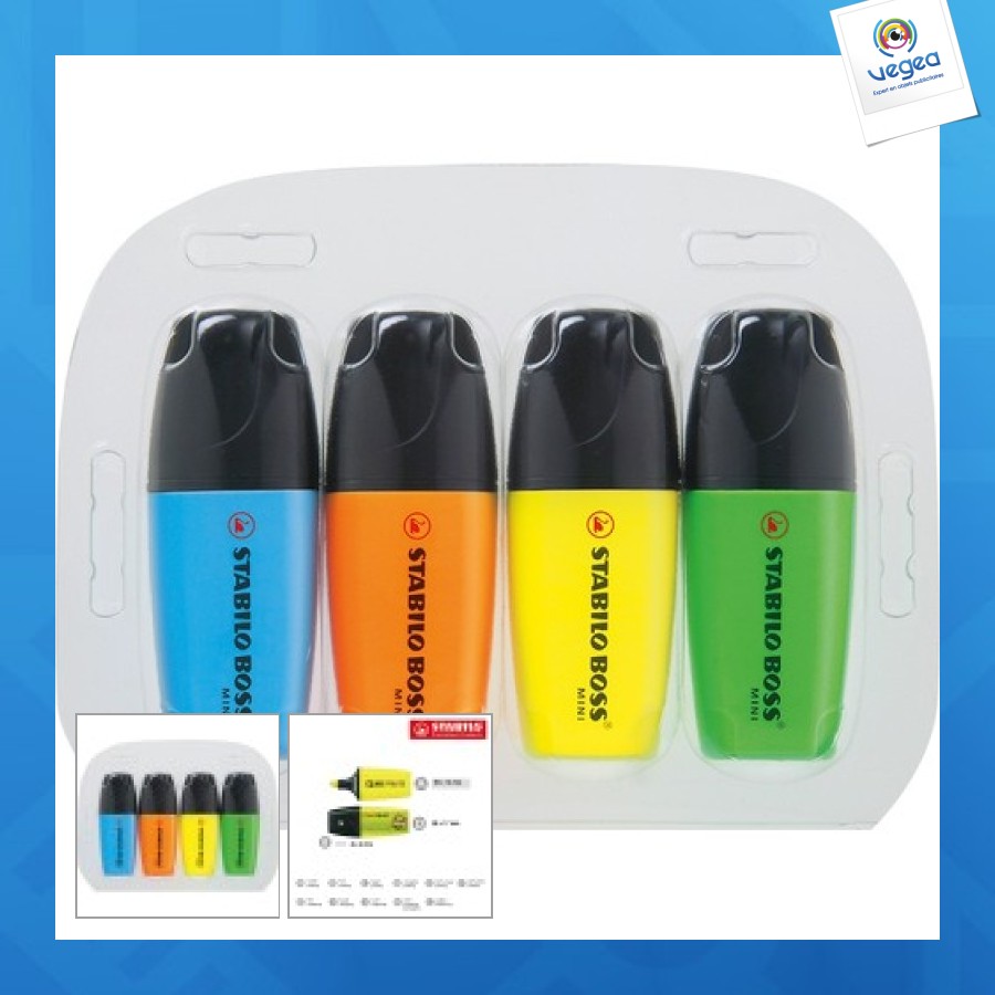 Stabilo publicitaire boss mini surligneur set de 4