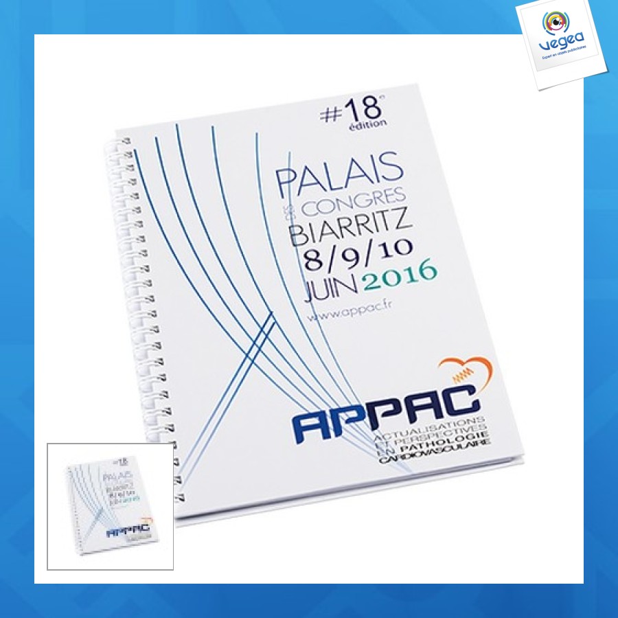 Cahier publicitaire couverture rigide wire-o a5 80 feuilles