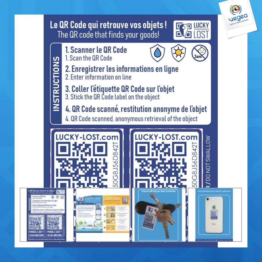 Planche lucky-lost 2 qr codes adhésifs