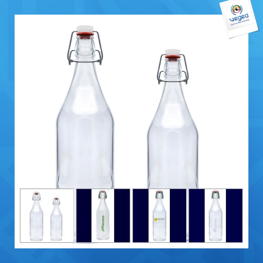 Bouteille en verre personnalisable avec bouchon mécanique rétro 50cl