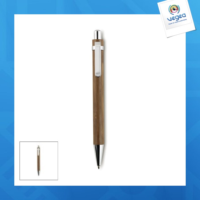 Stylo bille publicitaire automatique en bambou