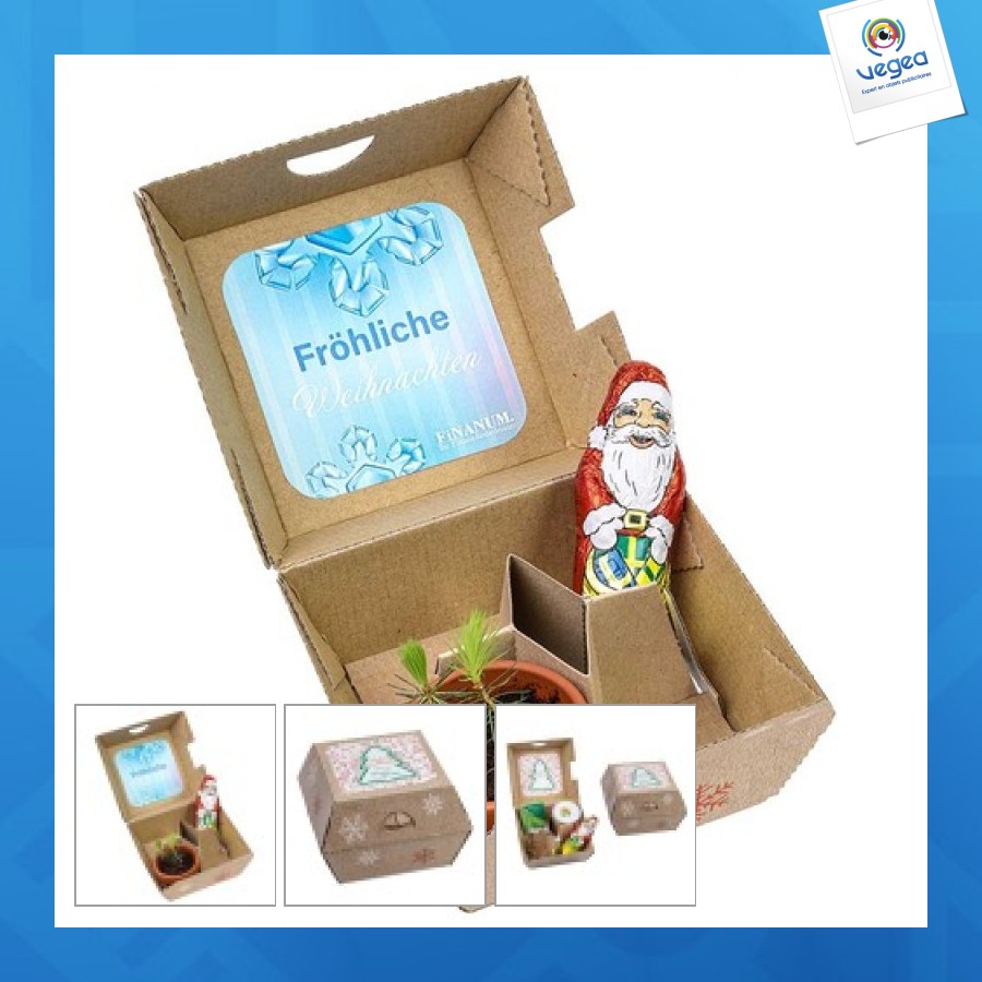Coffret cadeau de noël - pots en terre et chocolat personnalisable père noël