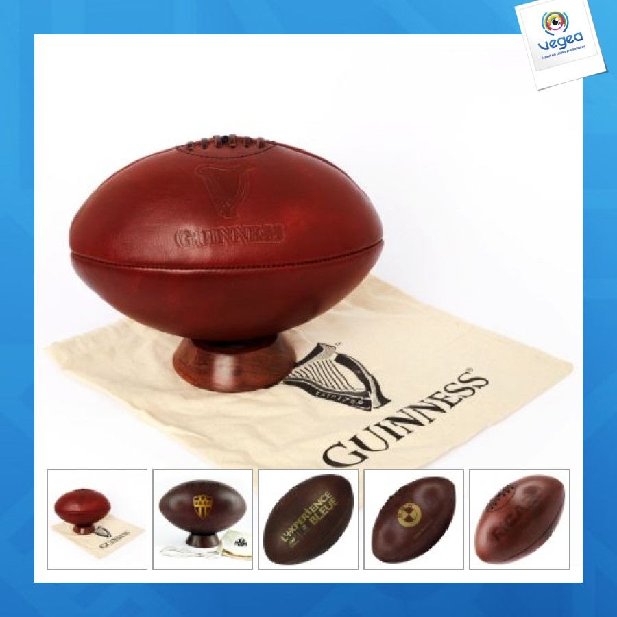 Ballon de rugby vintage avec logo cuir