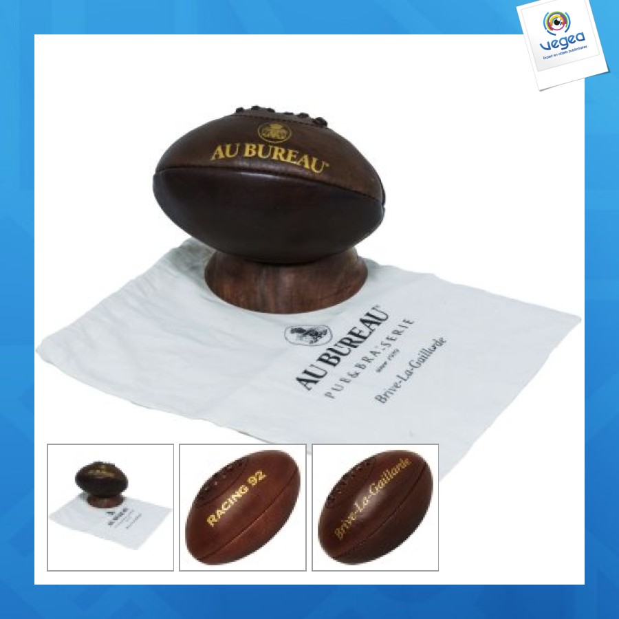 Mini ballon de rugby vintage publicitaire cuir