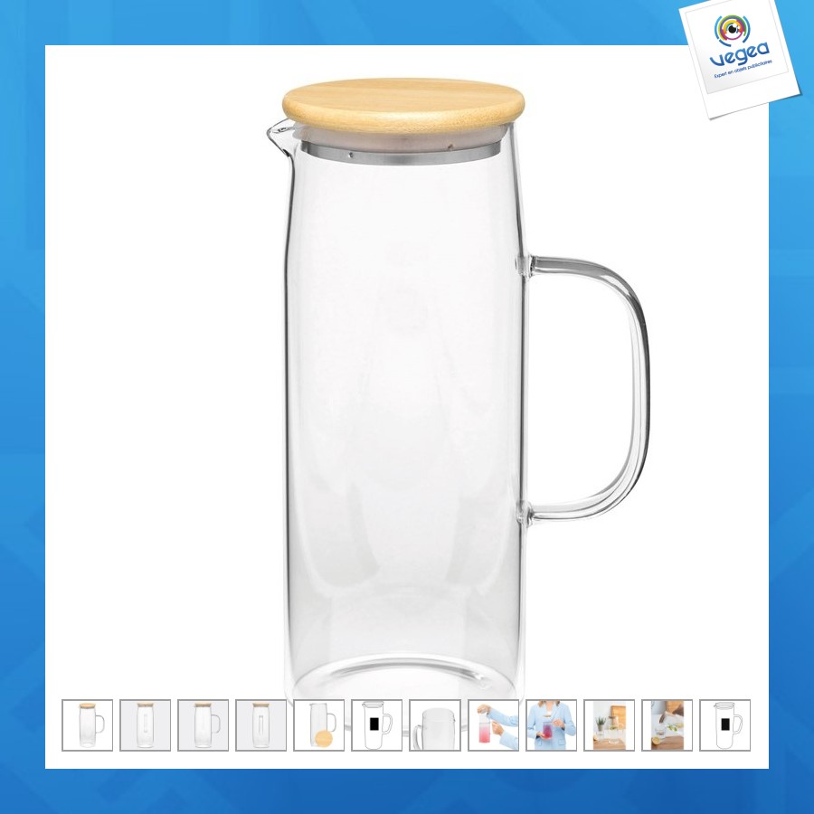 Carafe promotionnelle en verre bamboo pitcher