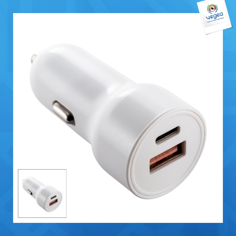 Chargeur de voiture personnalisable usb-c et usb