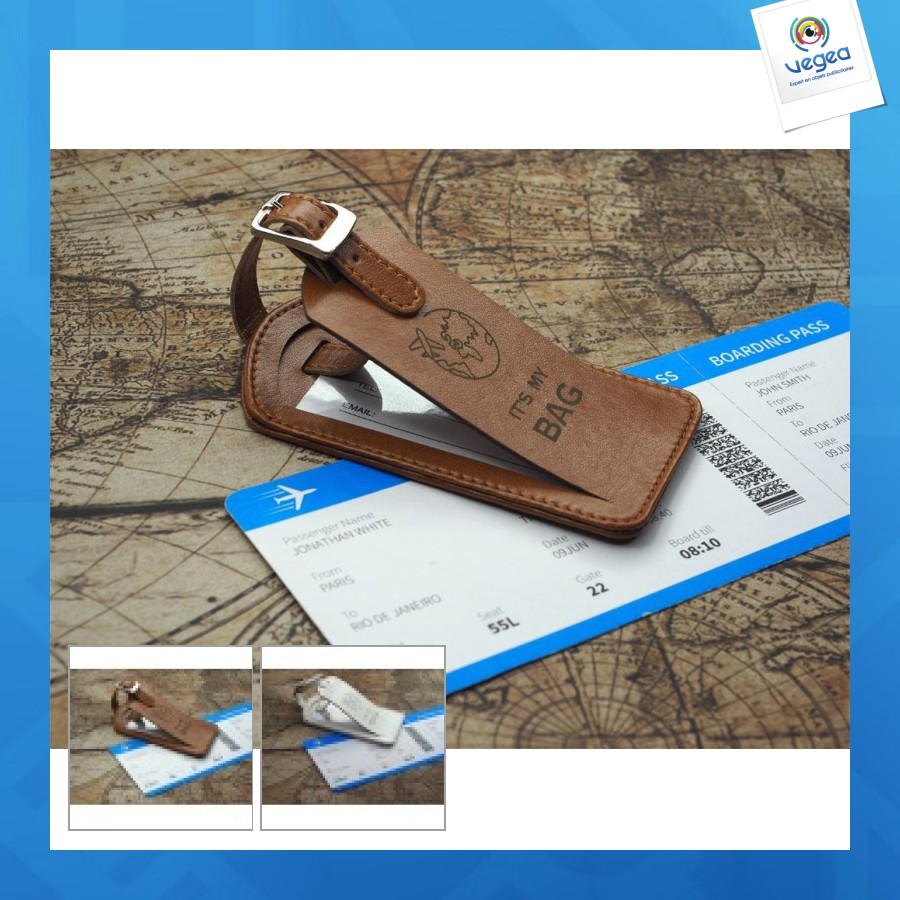 Etiquette de voyage en simili cuir