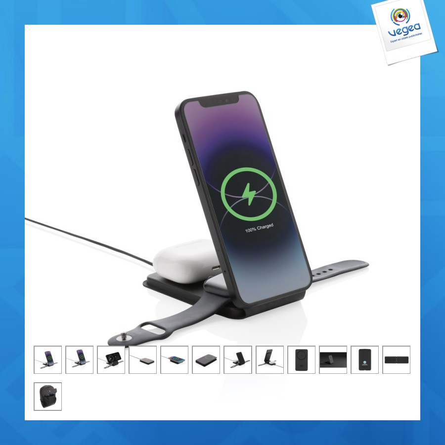 Chargeur personnalisable magnétique 15w en pu recyclé rcs swiss peak