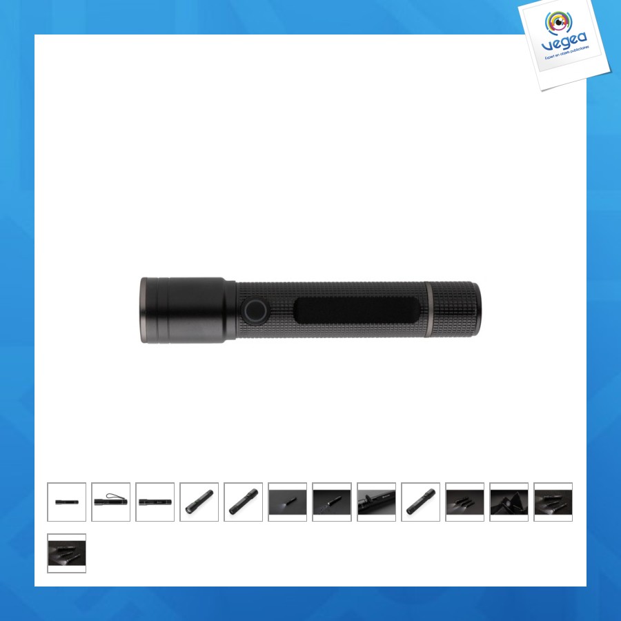 Lampe torche 3w rechargeable par usb en alu rcs gear x