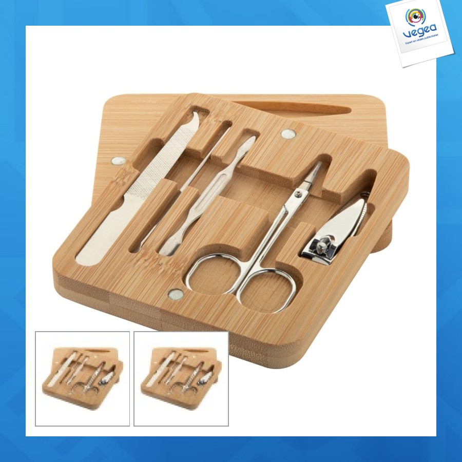 Manoky set manucure avec logo en bambou