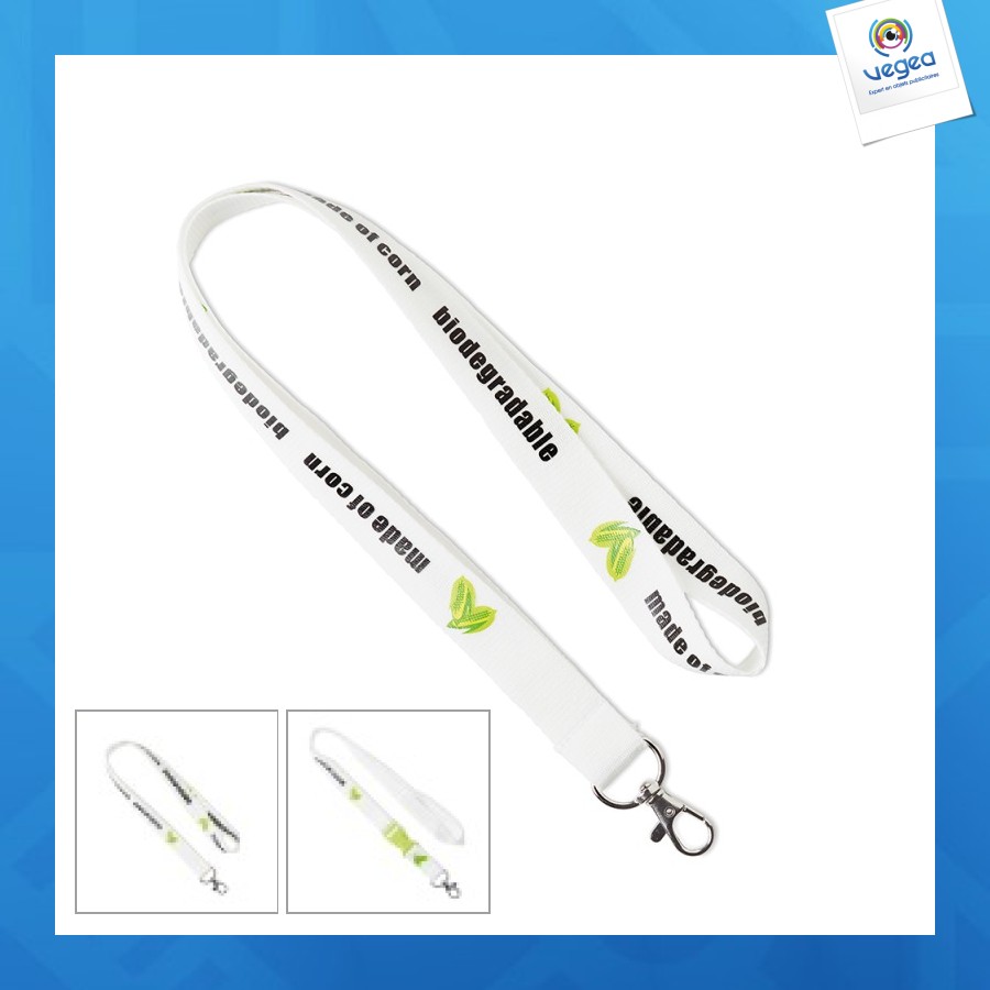 Lanyard personnalisable imprimé en amidon de maïs