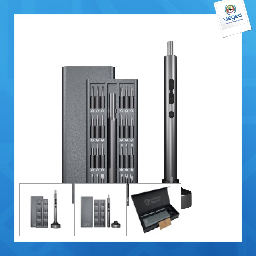 Kit outil avec tournevis avec logo électrique et base de chargement import