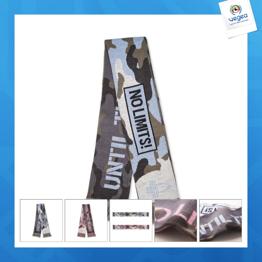 Echarpe de supporter publicitaire jacquard en acrylique imprimée jusqu'à 6 couleurs