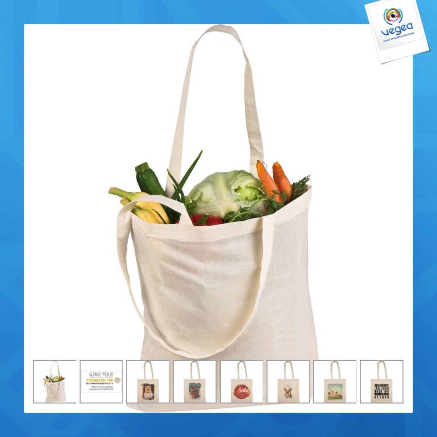 Sac publicitaire à bandoulière en coton oeko-tex standard 100 naturel