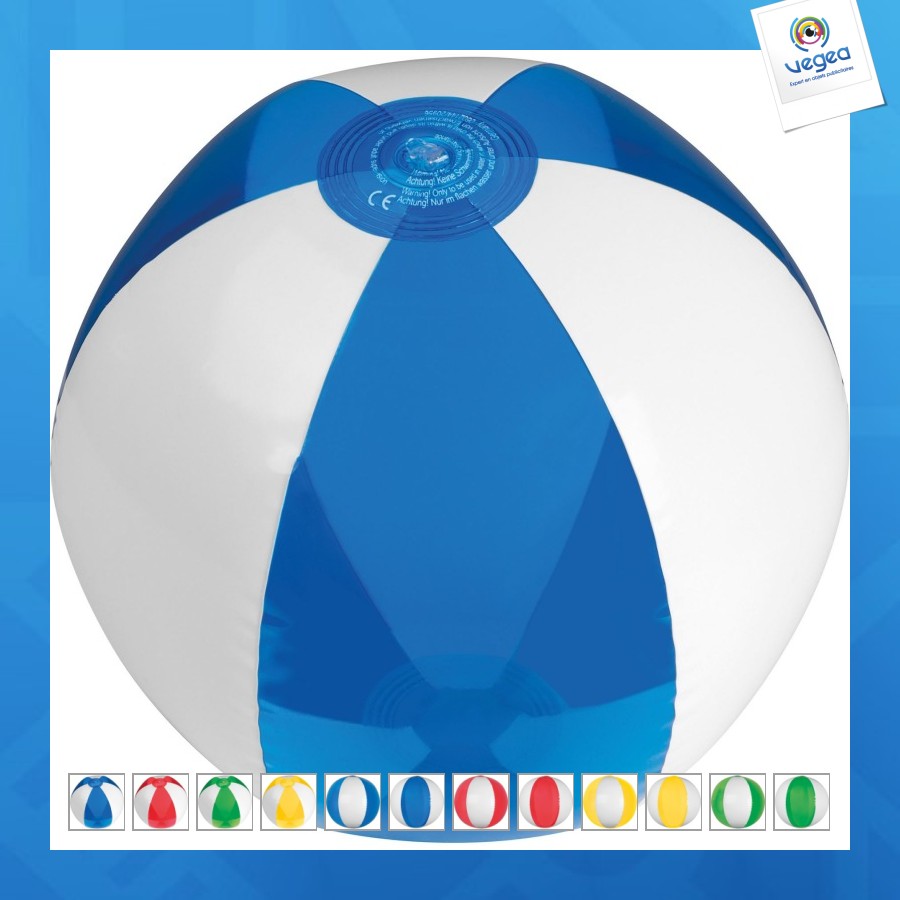Ballon de plage publicitaire bicolore coloré/transparent