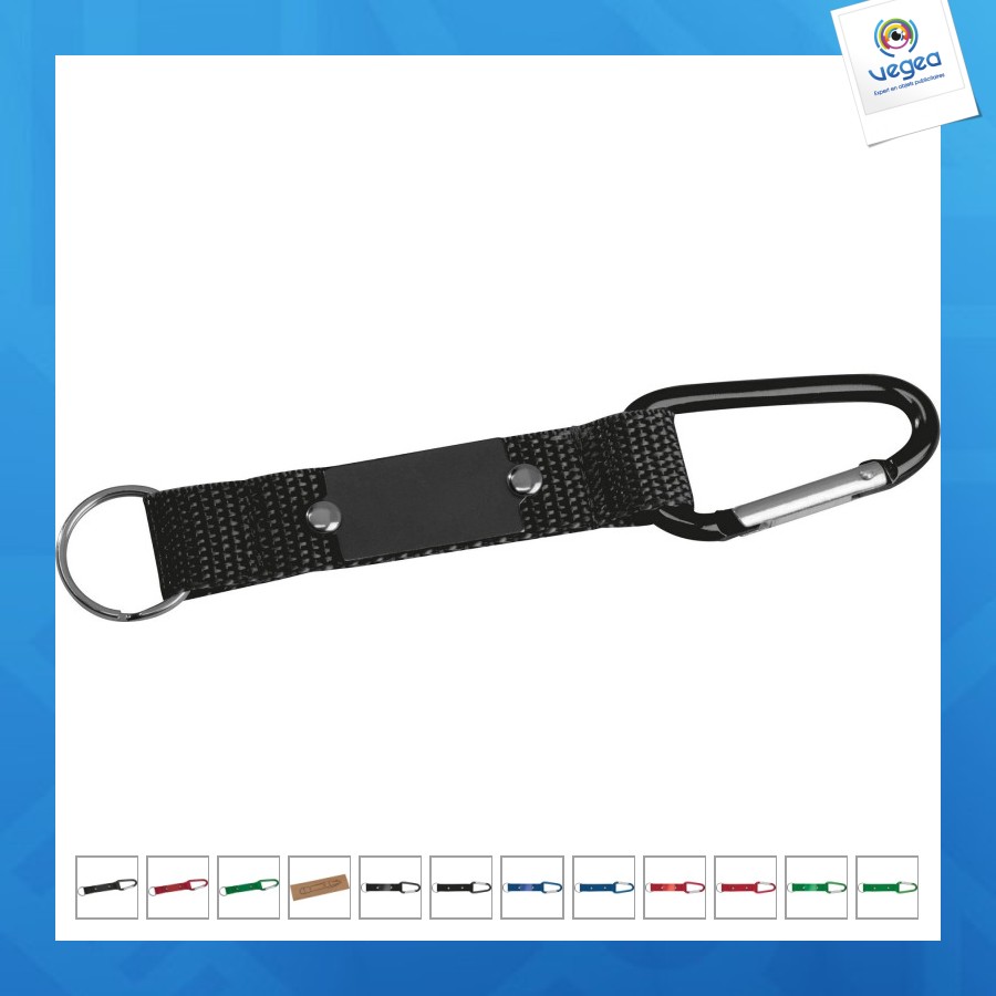 Porte-clés pendentif avec mousqueton personnalisable et plaque de métal
