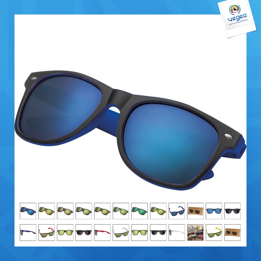 Lunettes de soleil avec logo bicolor et verres étamés