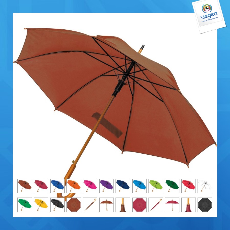 Parapluie automatique promotionnel avec manche courbée