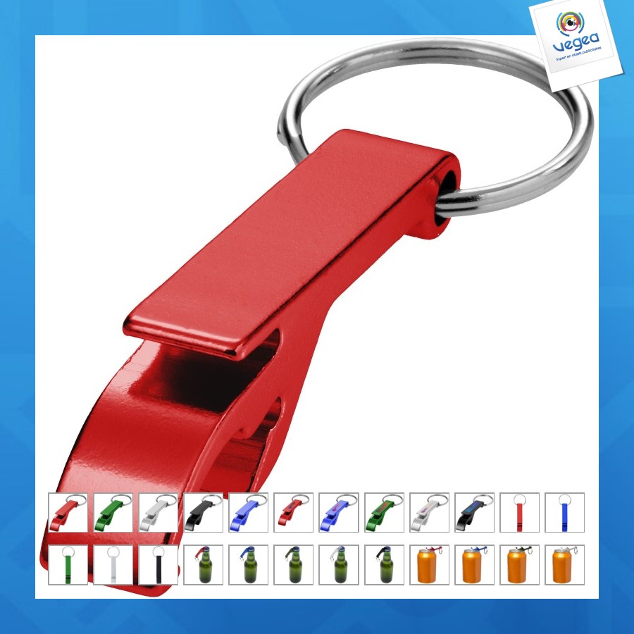 Ouvre-bouteille et canette tao en aluminium recyclé certifié rcs avec porte-clés personnalisé