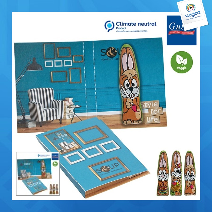 Carte à croquer avec lapin de pâques personnalisable en chocolat mini - motif standard